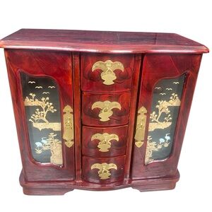 Wooden Jewelry Box with gold accents